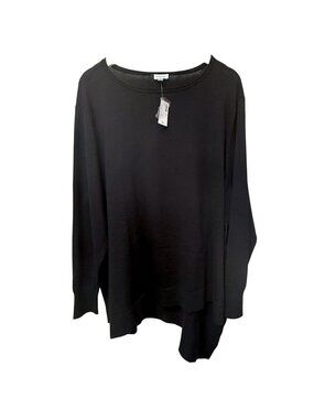 AVENUE Womens Tunic Sweater Plus Size 26/26 Black Asymmetric Hem NWT